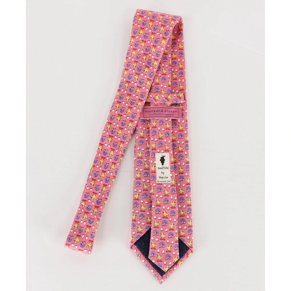 VINEYARD VINES Marthas 100% Silk Necktie USA Designer Pink Checks Magnets